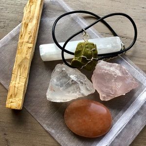 Love, Indigo | Raw Stone Set, Palo Santo, Necklace